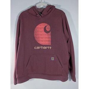 Carhartt Womens XXL Relaxed Fit Logo Graphic Hoodie Burgundy Mauve TS5636-W